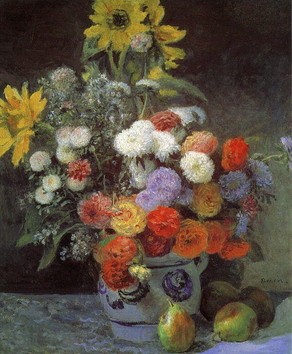 Pierre Renoir Mixed Flowers in an Earthenware Pot Norge oil painting art
